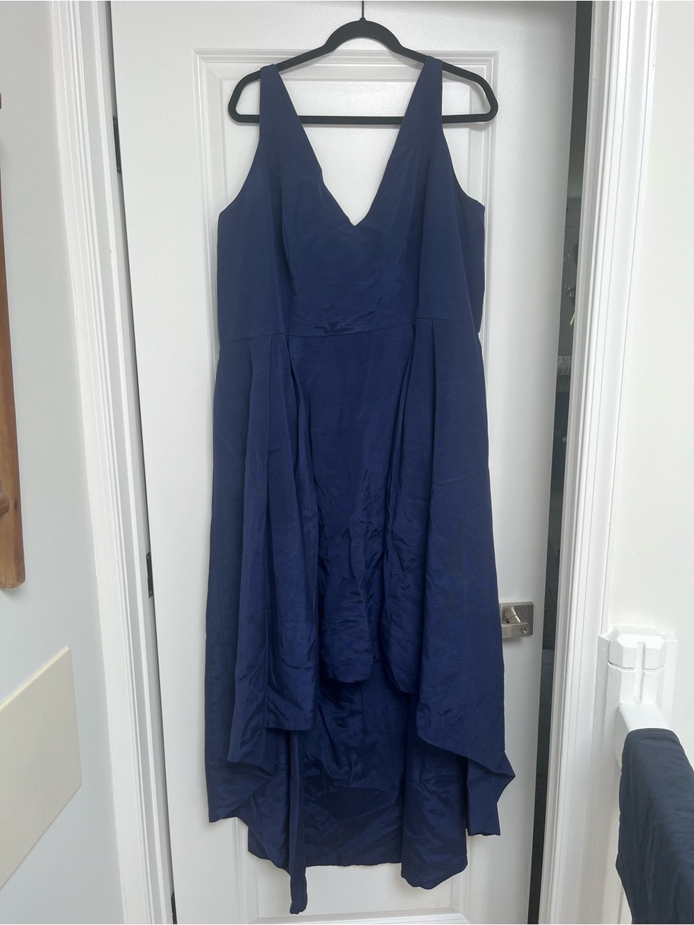 Deep Blue V-Neck High-Low Satin Dress